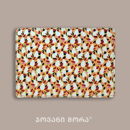 Yellow and white vegan leather passport holder with Pears print by Giovanni Morra