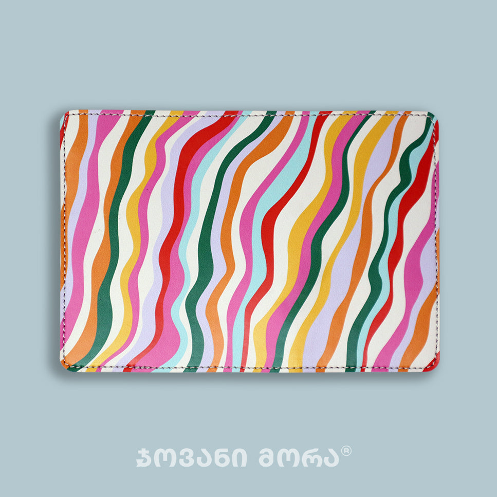 Multicolor vegan leather passport holder with Waves print by Giovanni Morra