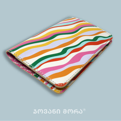 Multicolor vegan leather passport holder with Waves print by Giovanni Morra