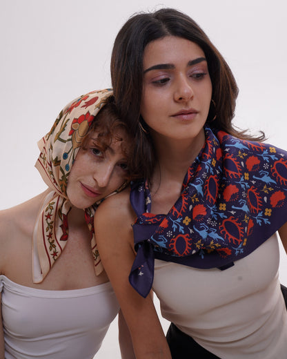 შარფი - მზის თვალი - ნატურალური აბრეშუმი - ლურჯი