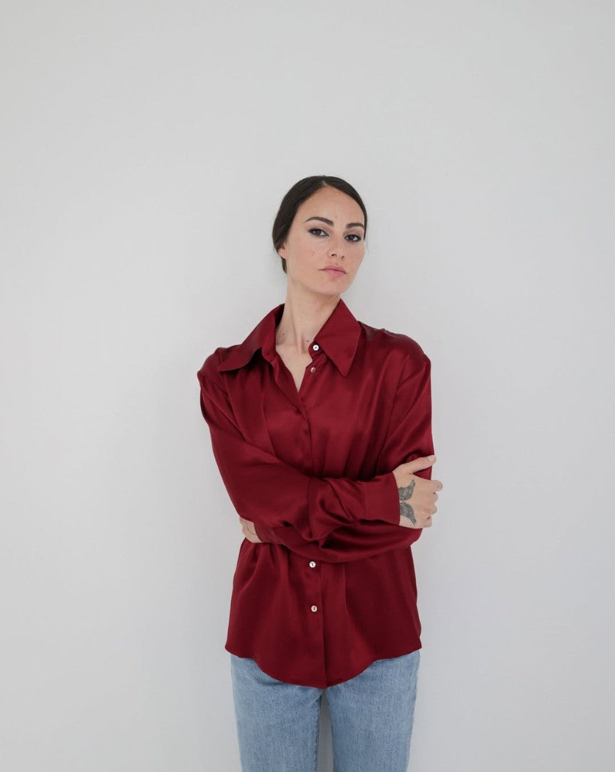 აბრეშუმის პერანგი ბორდოსფერი